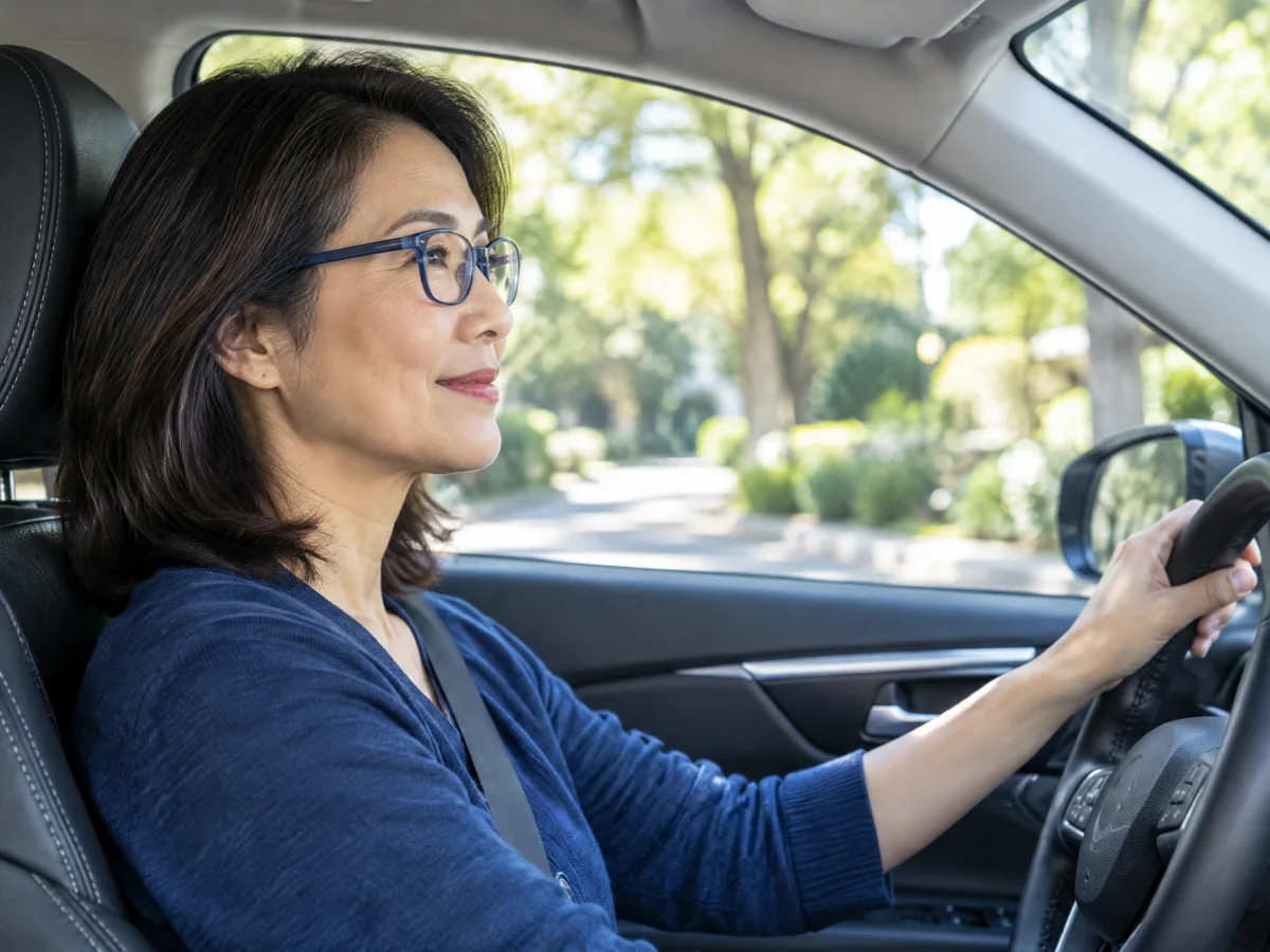 Illustrative photograph of a driver seated in a parked car